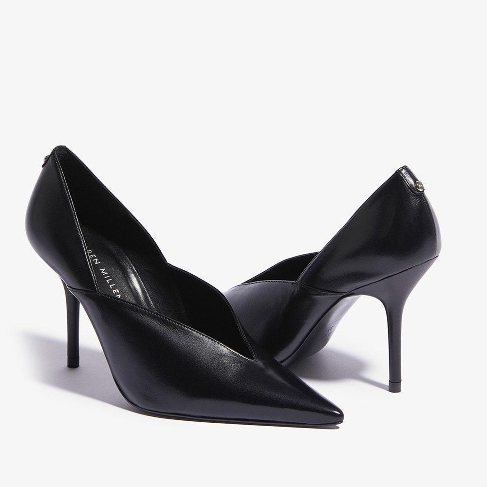Karen Millen Black Leather Court Shoes